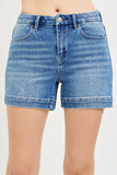 High Rise Cuffed Hem Shorts