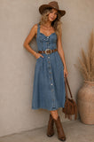 Button-down Denim Midi Dress