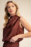 Mock Neck Sleeveless Polka Dot Top
