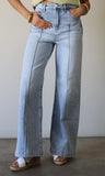 High Waist Wide Leg Pintuck Detailed Jeans