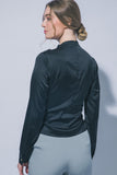 High-neck Satin Wrap Blouse