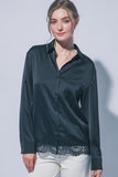Lace Long-sleeve Satin Blouse