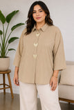 Heart Button Collared Blouse