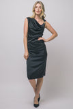 Cowl Neck Ruched Knit Sheath Dress