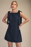 Bow Sleeveless Textured Mini Dress