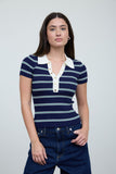 Stripe Ribbed Contrast Polo
