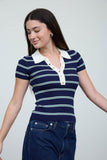 Stripe Ribbed Contrast Polo
