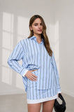 Stripe Contrast Cuff Button Down Shirt