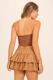 Suede Studded Corset Tube Top