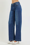 MID RISE WIDE LEG JEANS WITH CREASE LINES