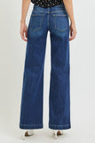 Mid Rise Wide Leg Jeans With Crease Lines