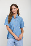 Chambray Button Down Sleeve Top