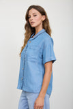 Chambray Button Down Sleeve Top