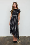 Polka Dot Lace Trim Midi Dress