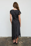 Polka Dot Lace Trim Midi Dress