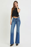 MID RISE FLARE JEANS WITH DOUBLE SIDE SEAMS
