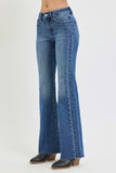 MID RISE FLARE JEANS WITH DOUBLE SIDE SEAMS