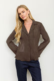 Notch Collared Plisse Top
