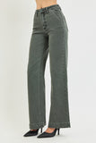 High Rise Wide Leg Slant Pocket Pants