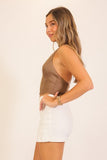 Suede Studded Halter Corset Top