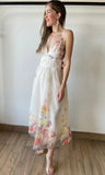 Organza Floral Print Maxi Dress