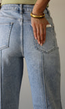 High Waist Wide Leg Pintuck Detailed Jeans