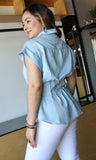 Blue Pleated Corset Top