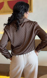 Brown Polka Satin Top