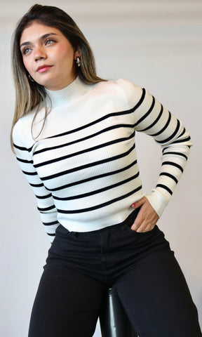 White Stripe Light Sweater