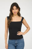 Black Square Neck Sleeveless Top