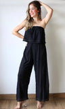 Pleated Tube Top and Wide Pants Set