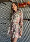 Floral Print Frill Chiffon Wrap Mini Dress