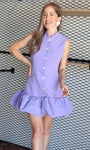 Sleeveless Bubble Hem Buttoned Mini Dress