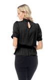Ruched Neck Peplum Top