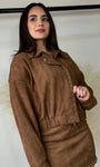 Stud Detail Zipper Front Suede Jacket