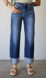 High Rise Crop Boyfriend Cufffed Jeans