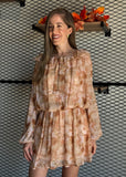 Long Sleeve Elastic Waisted Mini Dress