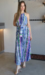 Multi Color Pleated Midi Dress