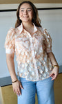 Short-sleeve Button Detail Top