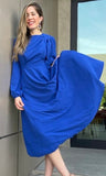 Solid Long Sleeve Midi Dress