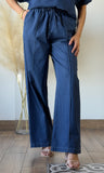 Denim Elastic Waist Denim Pants