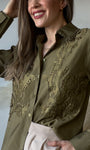 Pearl Detailed Collar Button Shirt