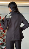 Black Rhinestone Detail Blazer