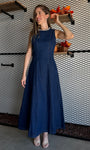 Structured Denim Sleeveless Midi Dress