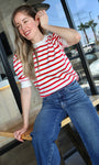 Red Stripe Sweater Top