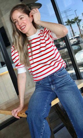 Red Stripe Sweater Top