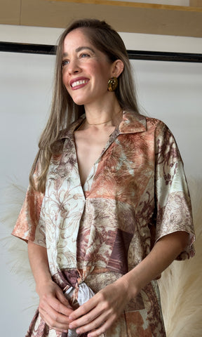 Printed Front Tied Top