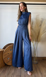 Blue Sleeveless Jumpsuit