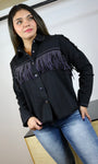 Black Fringe Denim Jacket