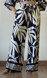 Navy Printed Pants
